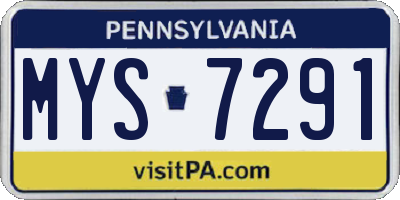 PA license plate MYS7291