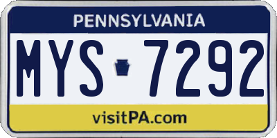PA license plate MYS7292
