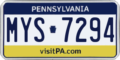 PA license plate MYS7294