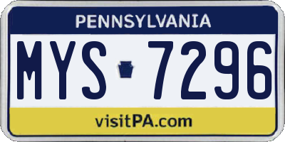 PA license plate MYS7296