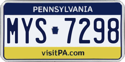 PA license plate MYS7298