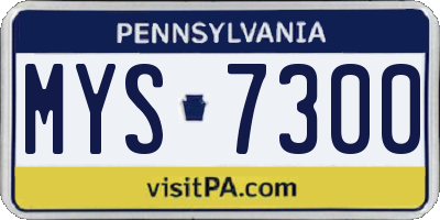 PA license plate MYS7300