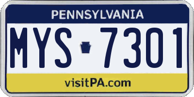 PA license plate MYS7301