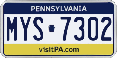 PA license plate MYS7302