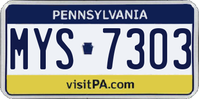 PA license plate MYS7303