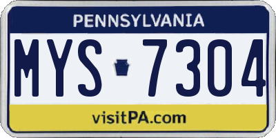 PA license plate MYS7304
