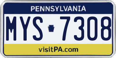 PA license plate MYS7308