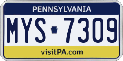 PA license plate MYS7309