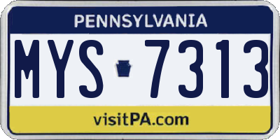 PA license plate MYS7313