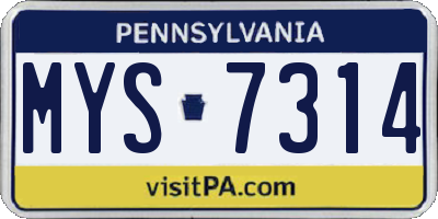 PA license plate MYS7314