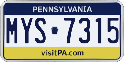PA license plate MYS7315