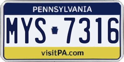 PA license plate MYS7316