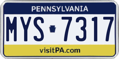 PA license plate MYS7317