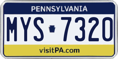 PA license plate MYS7320