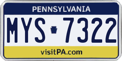PA license plate MYS7322