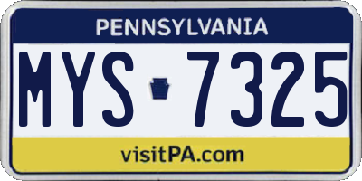 PA license plate MYS7325