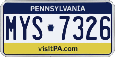PA license plate MYS7326