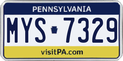 PA license plate MYS7329
