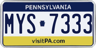 PA license plate MYS7333
