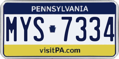 PA license plate MYS7334