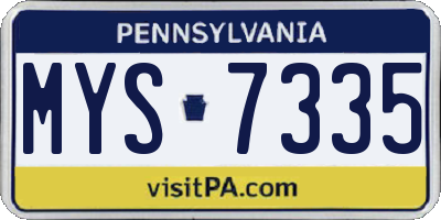 PA license plate MYS7335