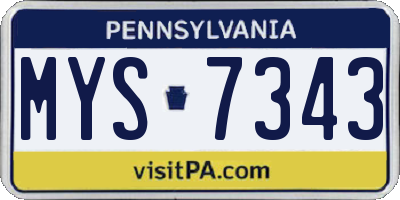 PA license plate MYS7343