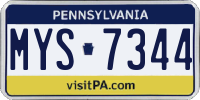PA license plate MYS7344