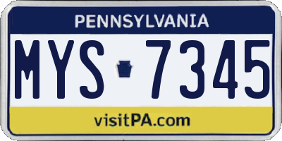 PA license plate MYS7345