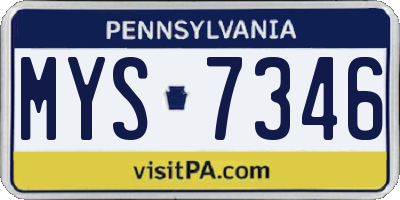 PA license plate MYS7346