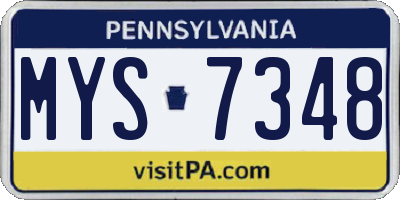 PA license plate MYS7348