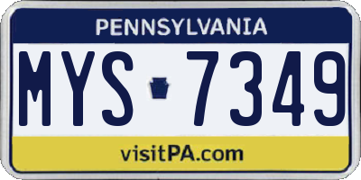 PA license plate MYS7349