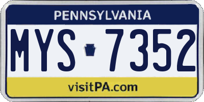 PA license plate MYS7352