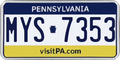 PA license plate MYS7353