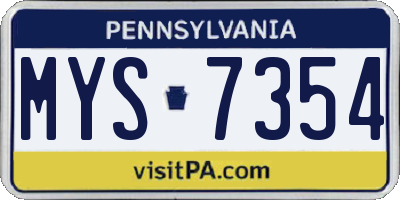 PA license plate MYS7354