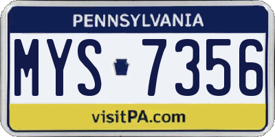 PA license plate MYS7356