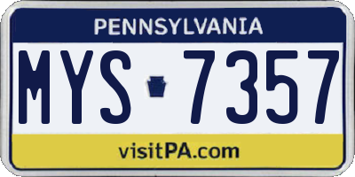 PA license plate MYS7357