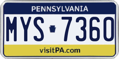 PA license plate MYS7360