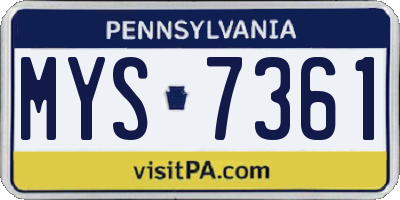 PA license plate MYS7361