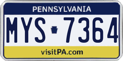 PA license plate MYS7364