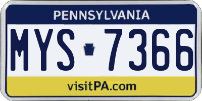 PA license plate MYS7366