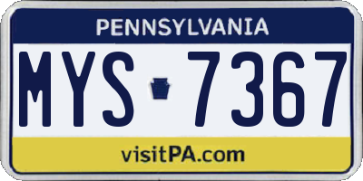 PA license plate MYS7367
