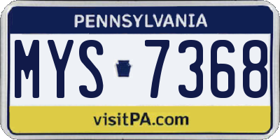 PA license plate MYS7368