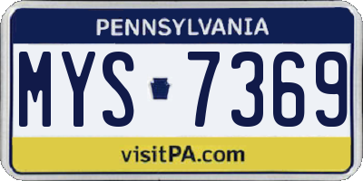 PA license plate MYS7369