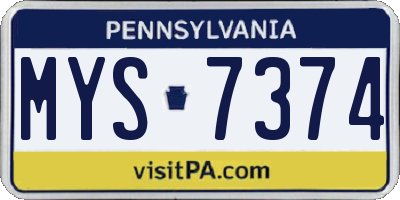 PA license plate MYS7374
