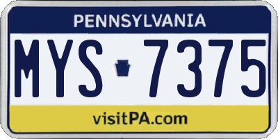 PA license plate MYS7375