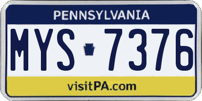 PA license plate MYS7376