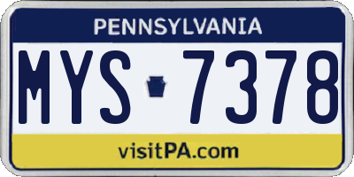 PA license plate MYS7378