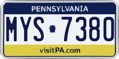 PA license plate MYS7380
