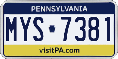 PA license plate MYS7381