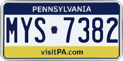 PA license plate MYS7382